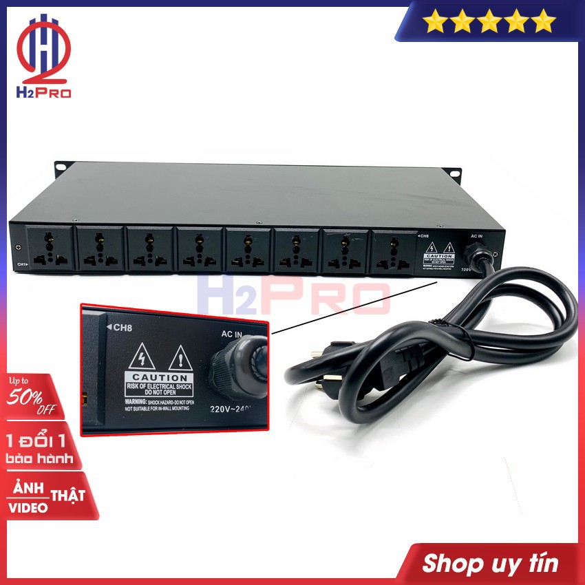 Quản lý nguồn điện DBX VS-1028 H2Pro 9 ổ cắm-30A-6600W-USB-công tắc chống chập 63A, bộ quản lý điện cao cấp-hàng hãng