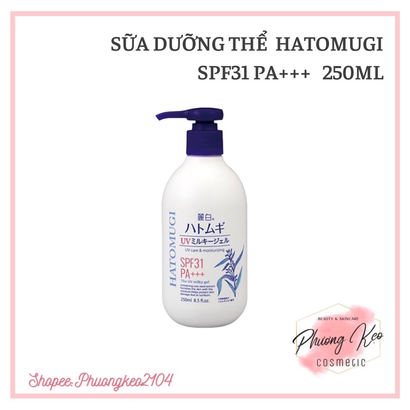 Sữa Dưỡng Thể Dưỡng Ẩm Và Chống Nắng Hatomugi UV Care &amp; Moisturizing SPF31 PA+++ 250ml