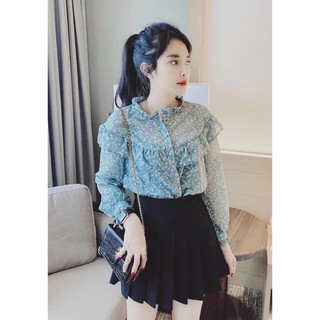 Sơ mi bèo xanh hoa nhí