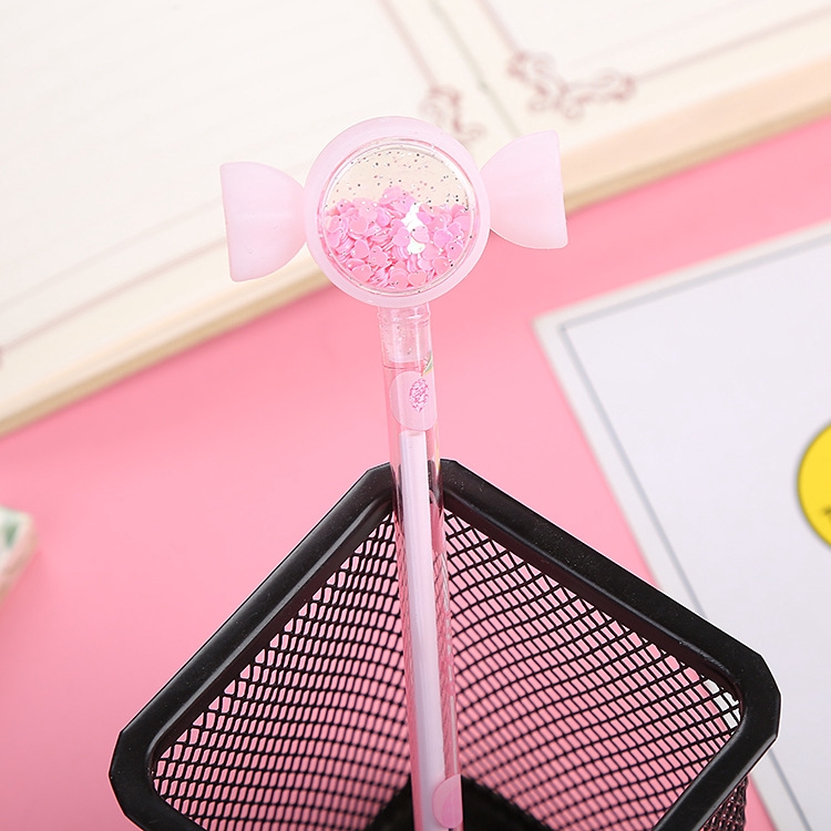 1 Bút Mực gel Màu Đen Đính Kim Sa Lấp Lánh Kiểu Hàn Quốc