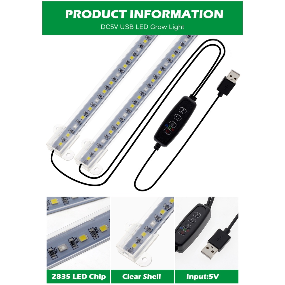 Thanh Đèn LED Trồng Cây DC5V USB 32 Bóng 50Cm