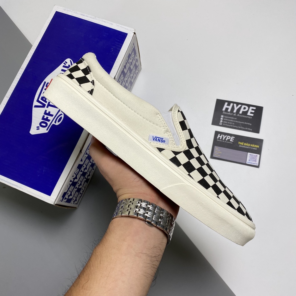 Giày đi học Vans Slip On Checkerboard (vans caro trắng đen) - Hype Sneaker | Phiên bản 1:1 chuẩn.