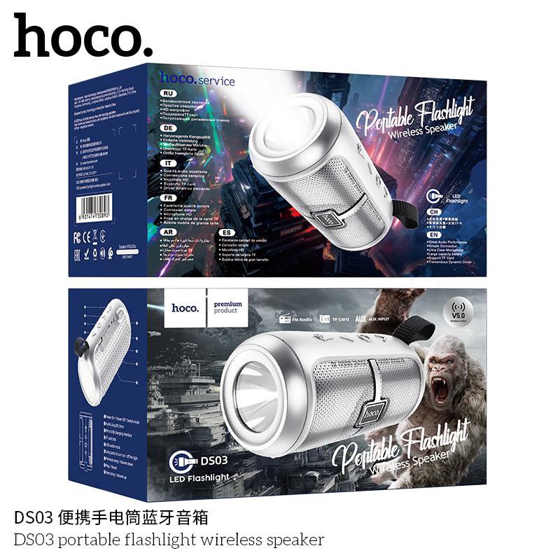 Loa Nghe Nhạc Bluetooth Hoco DS03 V5.0 Chính Hãng - Nghe USB, TF, AUX, FM Tích Hợp Đèn Pin Mini