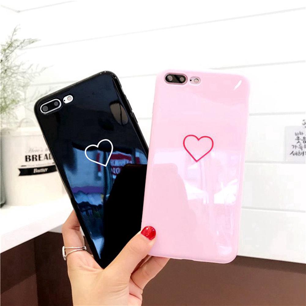 Couple case for iphone 7 plus xs max xr pink cover love heart soft cover for iphone 6 6s 8 plus cute casing
