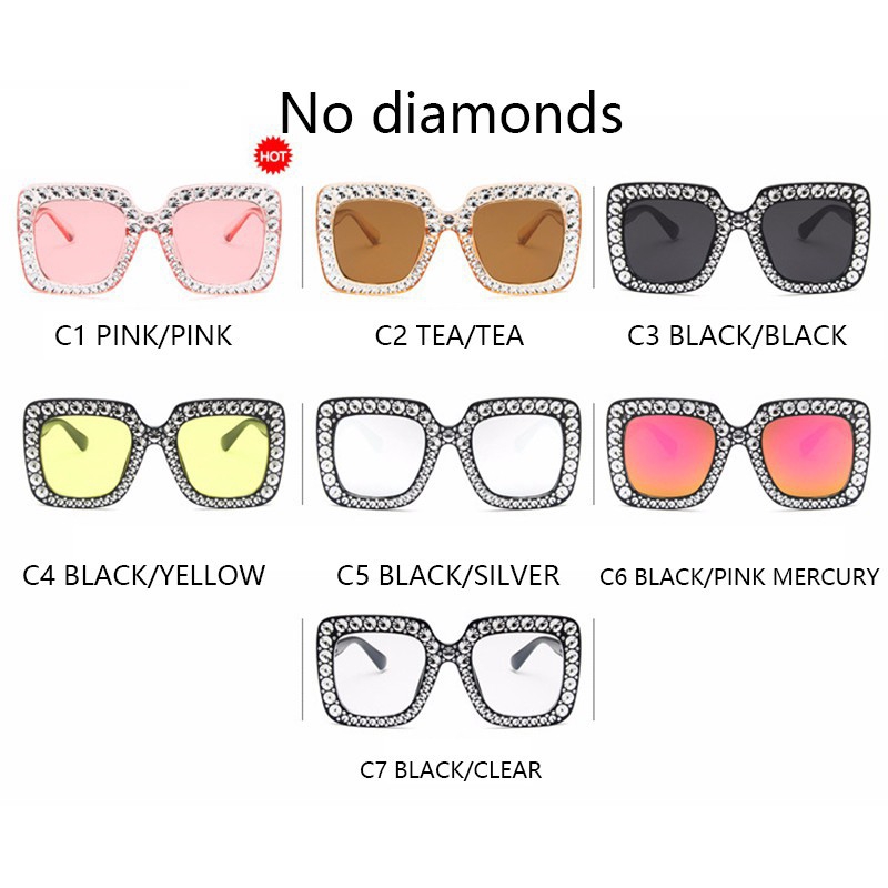 Kính mát gọng vuông đính đá lấp lánh sang trọng