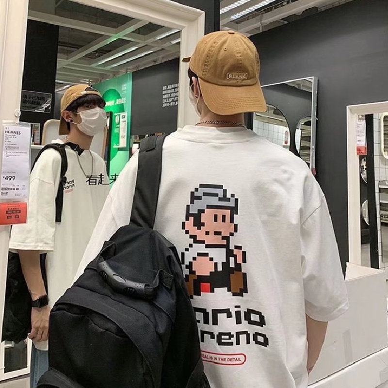 Áo Thun Dáng Rộng Cổ Tròn In Họa Tiết Hoạt Hình Phong Cách Đường Phố Thời Trang Mùa Hè Dành Cho Nam Nữ Size M-8XL