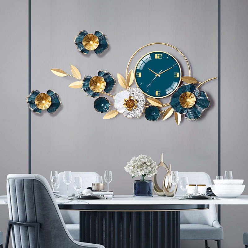 Decor Trang Trí Đồng Hồ Treo Tường, Đồng Hồ Trang Trí Decor Hoa Mai Xanh Mã 2106 Mặt Xanh