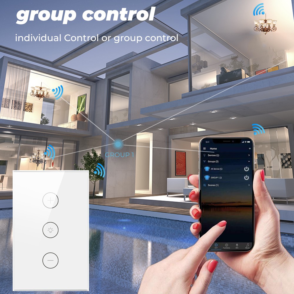 Điều khiển đèn thông minh SMATRUL kết nối WIFI cảm ứng chạm hỗ trợ ứng dụng cho Amazon Alexa và Google 220V 110
