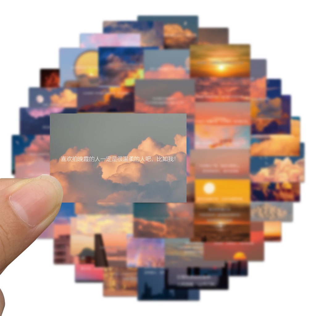 Set 55/25/10 Miếng Dán Trang Trí Laptop/Vali/Tủ Lạnh Hình Hoàng Hôn Dễ Thương