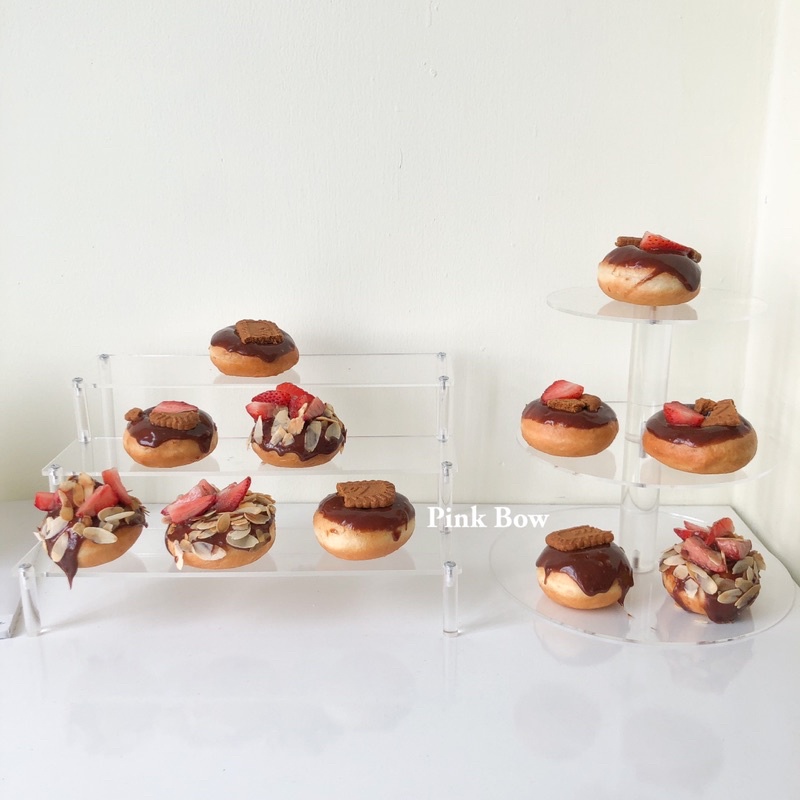 Kệ/Giá đựng bánh kẹo, cupcake, macaron, sinh nhật 3 - 5 tầng bằng nhựa ACRYLIC size 20 - 40cm, bao gồm cả ốc vít lắp ráp