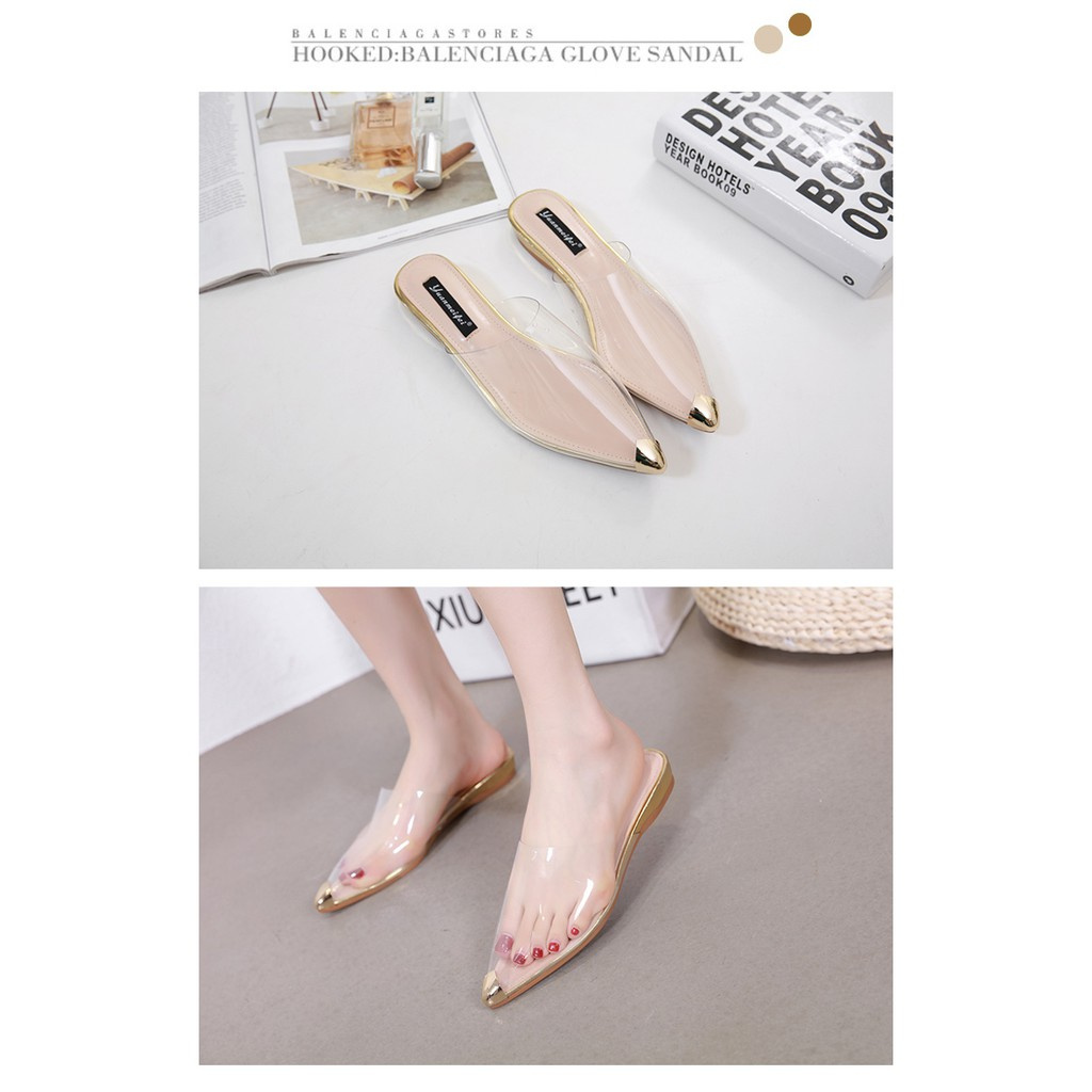 Thời Trang Dép Quai Ngang Trong Suốt Cho Nữ (Size 35-40)