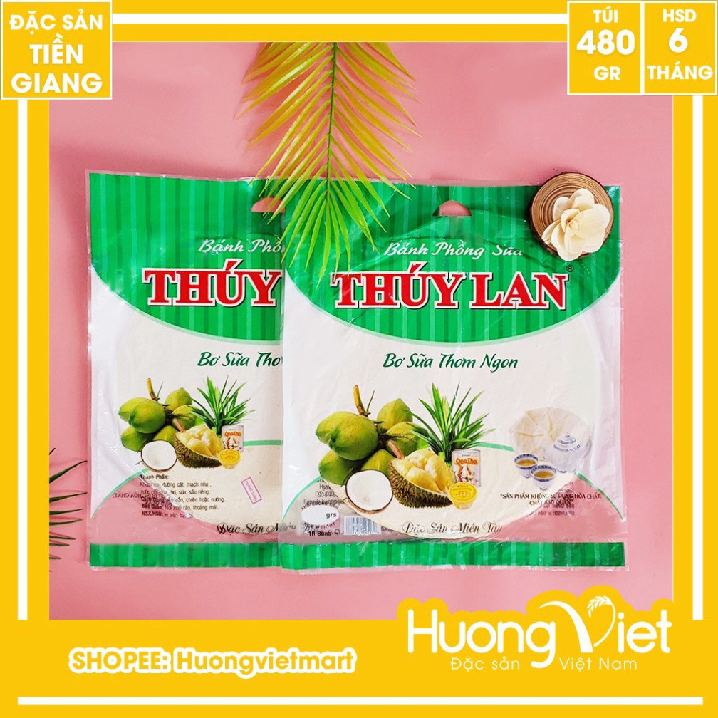 Bánh tráng bơ sữa Thúy Lan 480g túi 10 bánh, bánh phồng sữa miền tây