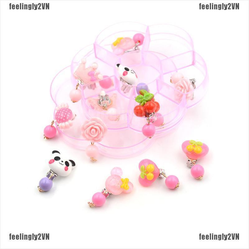 ❤Mặt Trời❤ Hộp 7 Đôi Bông Tai Họa Tiết Dễ Thương Cho Nữ