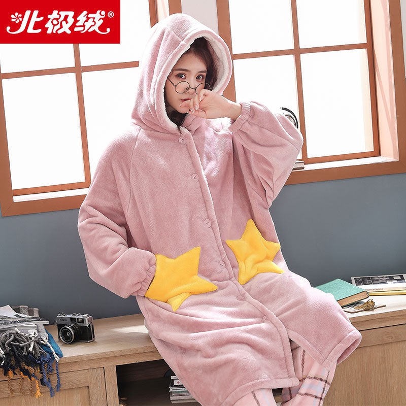 Bộ đồ ngủ lông cừu san hô dày dặn thời trang thu đông cho cặp đôi | BigBuy360 - bigbuy360.vn