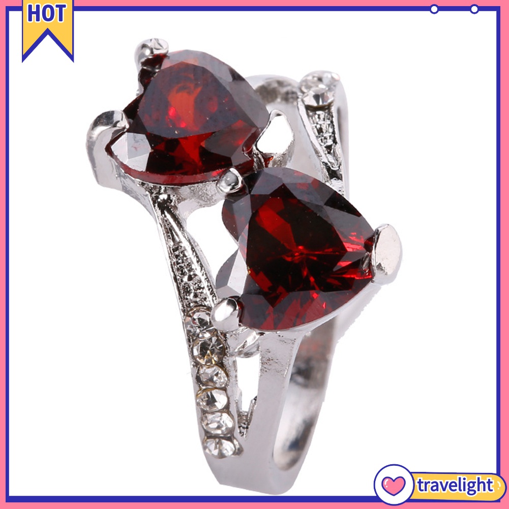 Nhẫn Đính Đá Zircon Hình Trái Tim K1