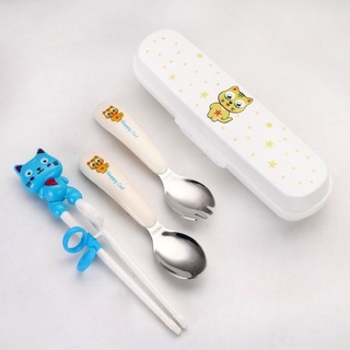 Set thìa dĩa đũa cho bé Happy Cat