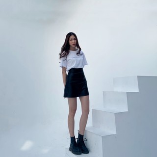 LEATHER SKIRT + AMOUR TEE