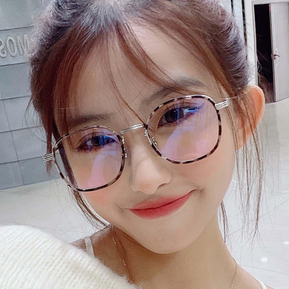 QQMALL Mắt Kính Gọng Vuông Bằng Kim Loại Chống Bức Xạ Màu Sắc Thời Trang Phong Cách Hàn Quốc Cho Nữ