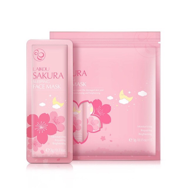 [RẺ VÔ ĐỊCH] Túi 15 gói mặt nạ ngủ Hoa anh đào Sakura Sleeping Face Mask dưỡng da mụn cấp ẩm thải độc
