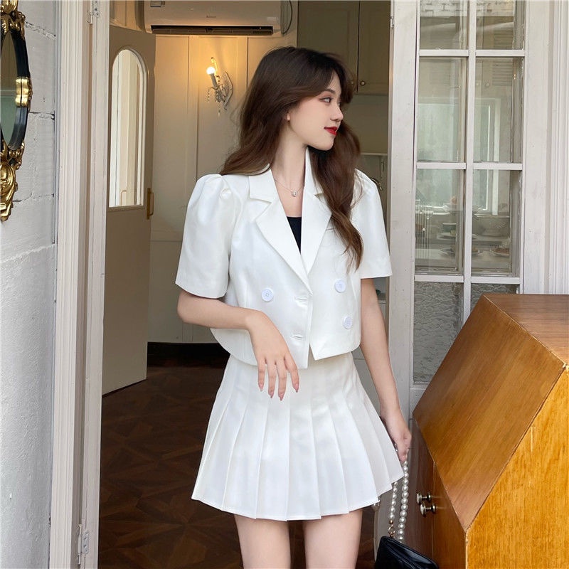 Áo Khoác Vest Tay Ngắn Màu Trắng Thời Trang Xuân Hè Cho Nữ