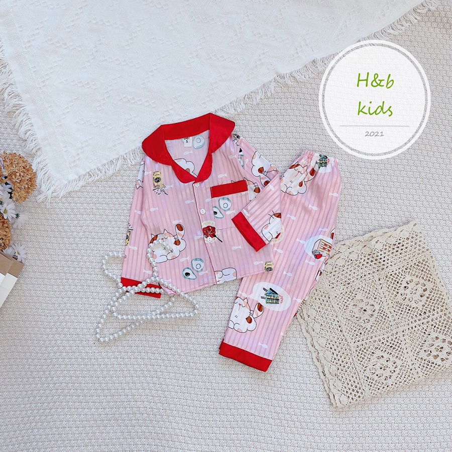 Set Bộ Mặc Nhà Pijama Lụa Gấm Cao Cấp Cho Bé - Họa Tiết Ngộ Nghĩnh Đáng Yêu