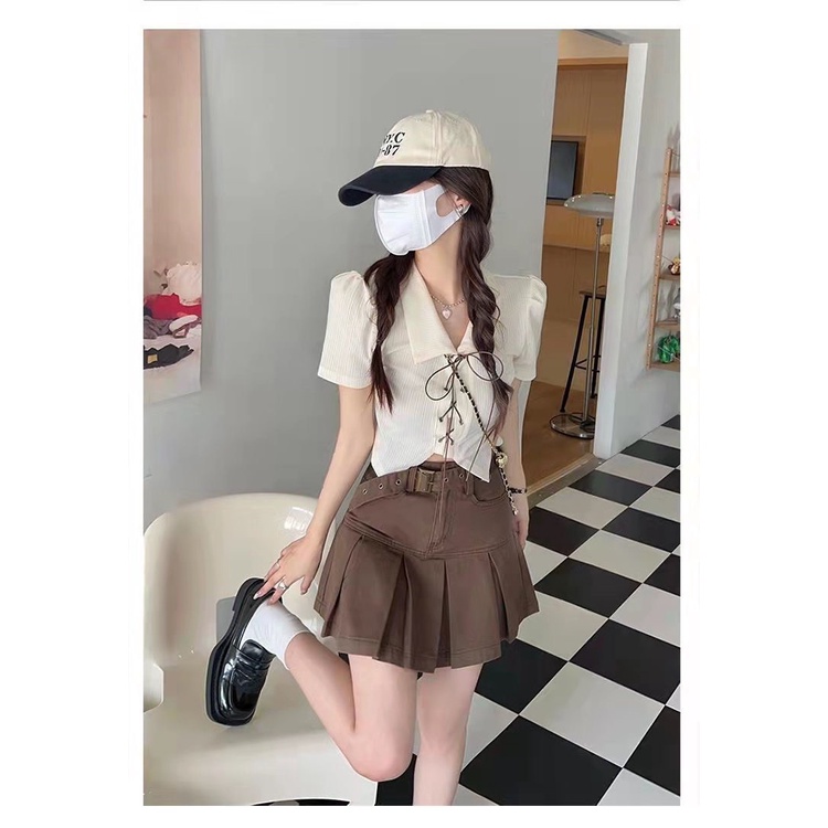 Chân Váy Thô Xếp Ly Kèm Đai Lưng Bản To Chân Váy Xòe Hàng Qc Loại 1 Phù Hợp Đi Chơi Dạo Phố Cv4802