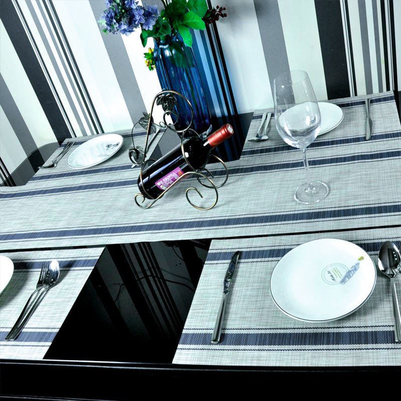 Waterproof Table Runner PVC Table Banner Striped Table Mat Skyrayhome