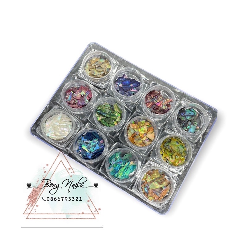 Xà cừ nail vân đá mỏng sét 12 màu