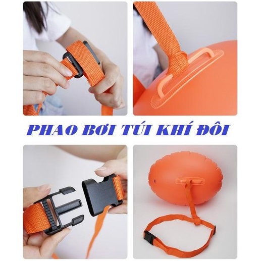 Phao bơi oval đeo thắt lưng 2 túi khí dành cho bơi lội, phao đeo tay
