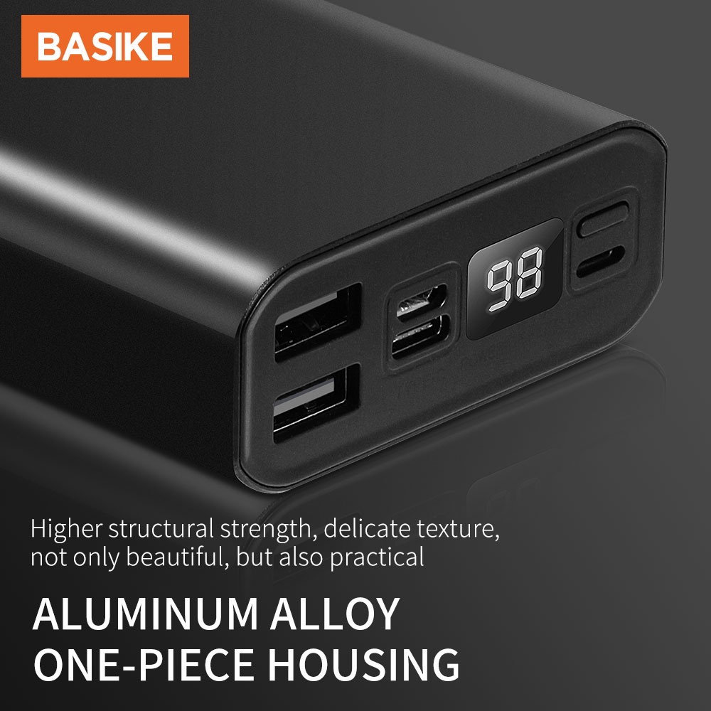 Pin Sạc Dự Phòng 20000mAh BASIKE 2 Output USB &amp; 2 Input Micro/Type-C - LED hiển thị kỹ thuật số pin