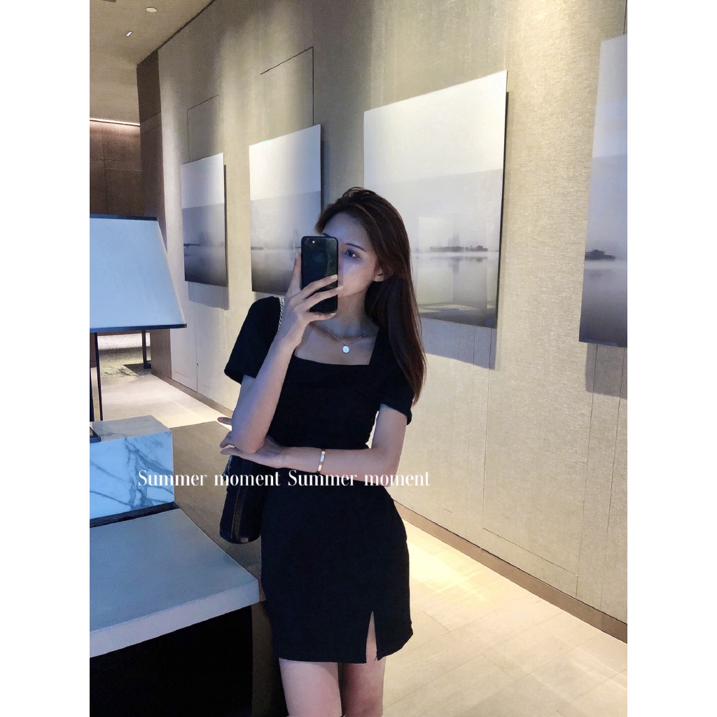 Đầm SUXI cổ vuông dáng ôm vừa vặn thiết kế xẻ tà thời trang quyến rũ dành cho nữ