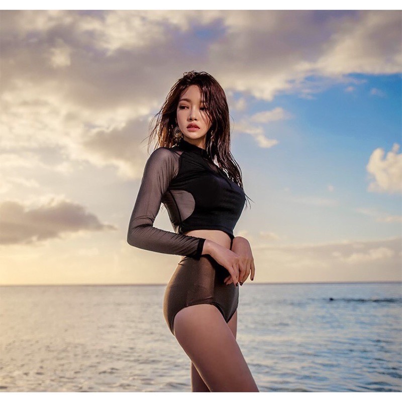 [ MẪU MỚI+ HÀNG ĐẸP]Bikini 2 mảnh tay dài nâng ngực phối lưới cao cấp