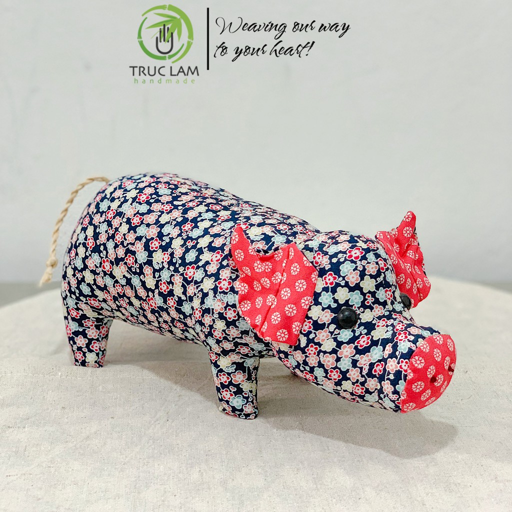 Đồ Chơi Cho Bé Thú Nhồi Bông Hình Con Heo Vải Hoa Bông Gòn Cao Cấp - Trúc Lâm Handmade