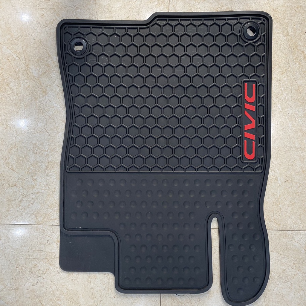Lót Sàn Cao Su Xe Honda Civic 2018 đến 2021- Màu đen chữ đỏ, Cao Su Đúc Ko Mùi