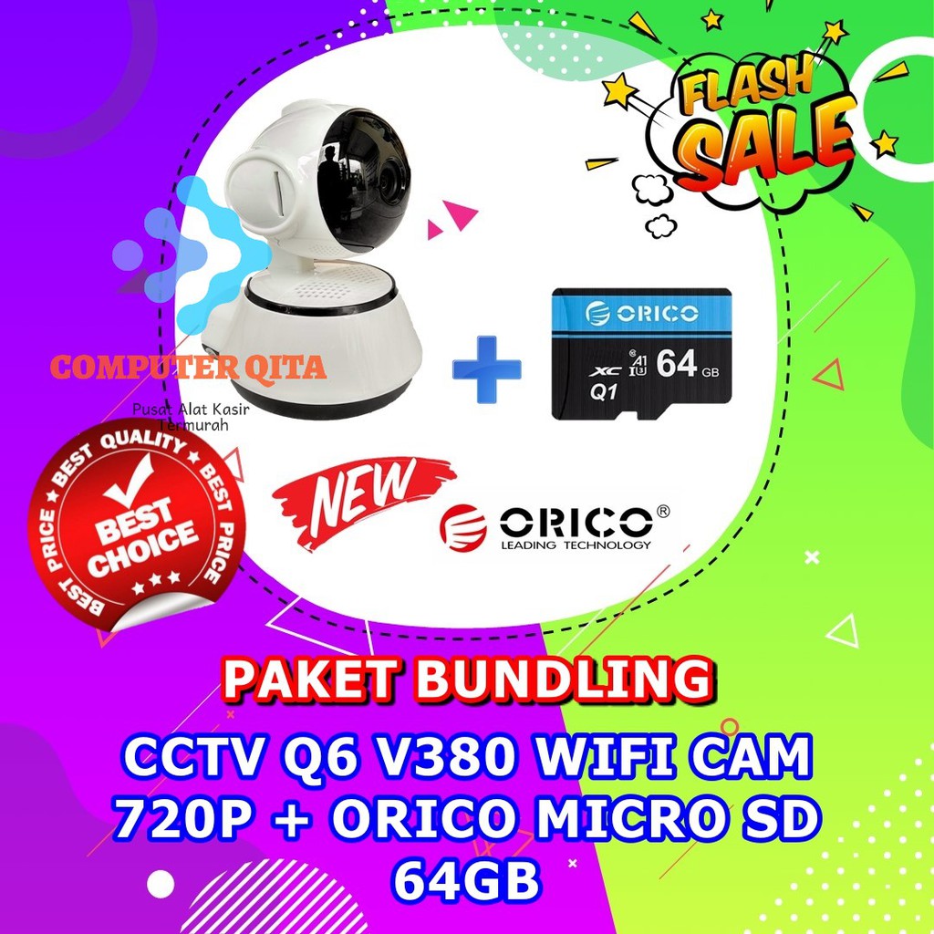 Thẻ Nhớ Cctv Wifi Q6 V380 720p + Orico Micro Sd 64gb Tiết Kiệm Điện