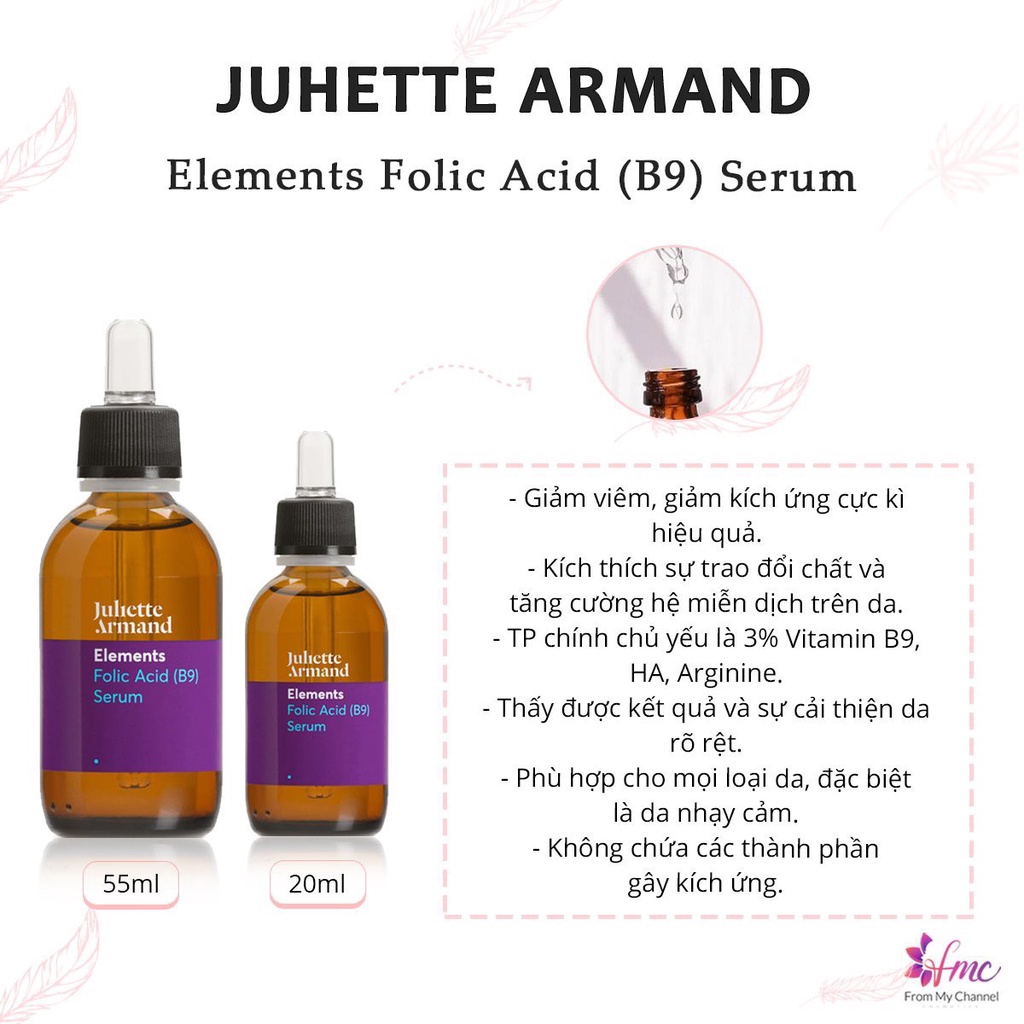 Serum B9 Juliette Armand phục hồi làm dịu da, Folic Acid B9 Serum JA 20ml - Bác Sĩ Nghĩa