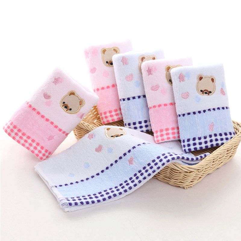 Khăn Tay Cotton 25x50cm In Hình Gấu Đáng Yêu Cho Bé