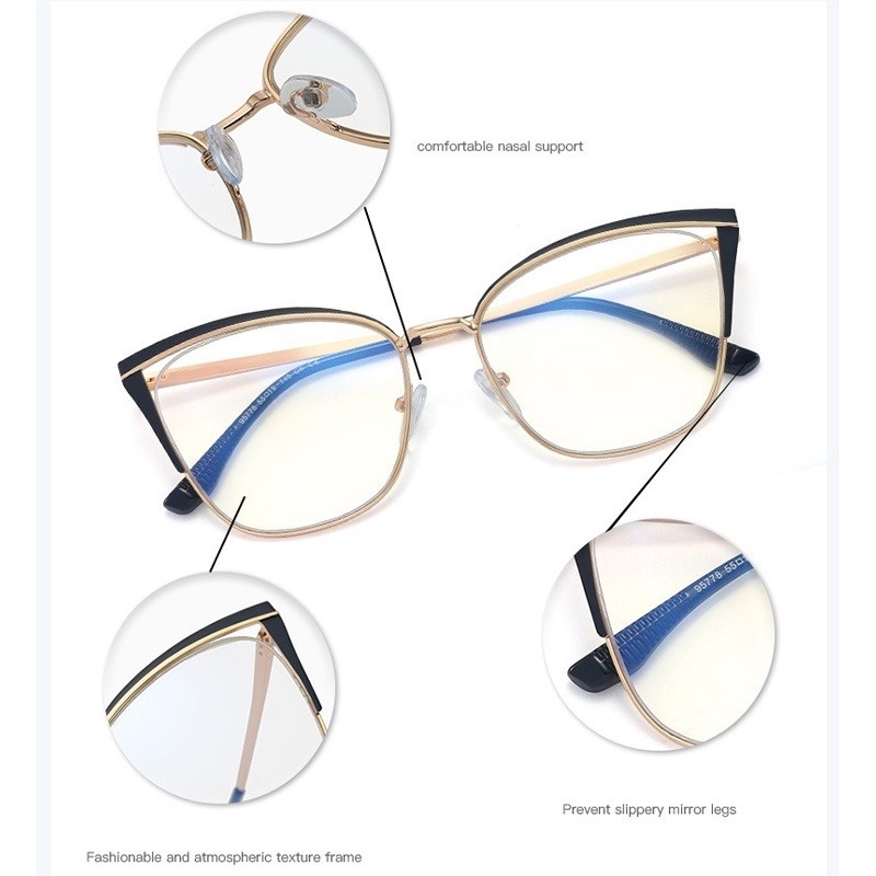 Mắt Kính Gọng Kim Loại Chống Ánh Sáng Xanh Thời Trang Phương Tây Chất Lượng Cao