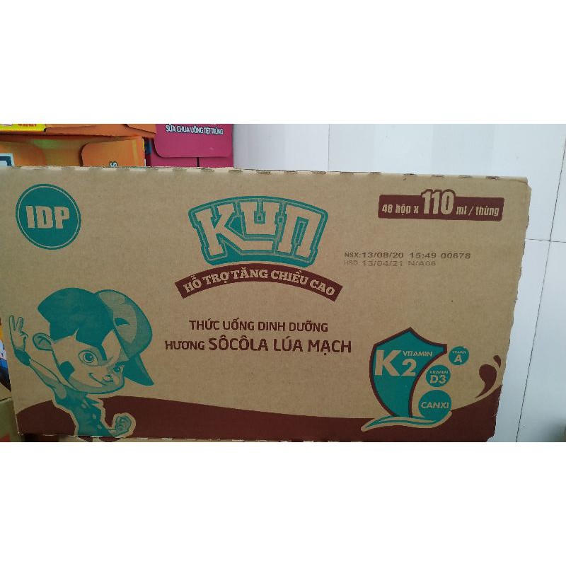 THÙNG 48 HỘP SỮA KUN CAM,DÂU,SÔ LOẠI 110ML