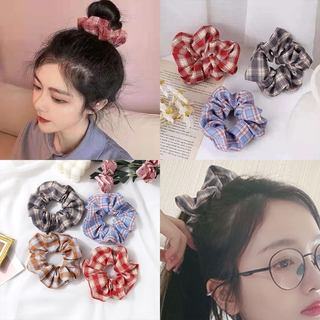 Forest Department Large Intestine Fat Intestine Hair Tie Hair Tie Head Rope Korea Ins Net Red Simple Cold Wind Sweet Fairy Girl Plaid Large Intestine Circle Hair Accessories