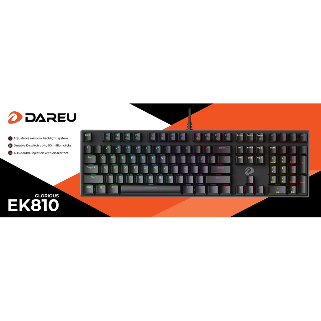 Bàn phím cơ Gaming DAREU EK810 104KEY-Bảo hành 24 T