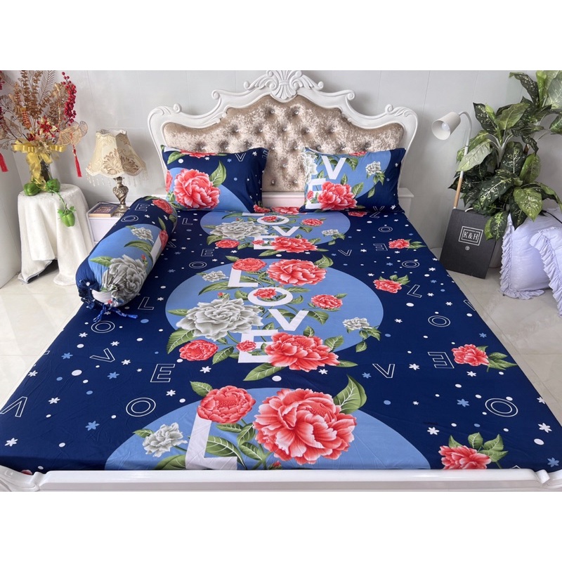 Bộ drap thun hàn quốc 4 món mát mịn, mẫu chữ LOVE siêu đẹp