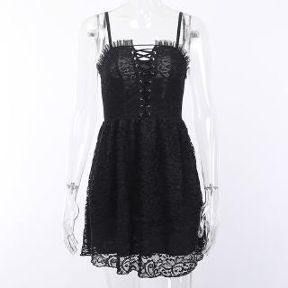 DUNEA COD Đầm Sát Nách Hở Lưng Phối Ren Hoa