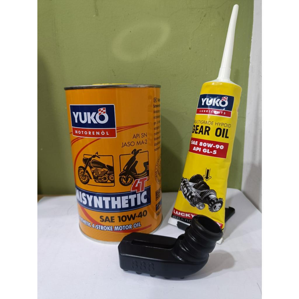 ( KM Tặng Bọc Chân Chống Cao Su) Combo Dầu Nhớt Tay Ga Ukraine YUKO Scooter 10w40 0.8l -800ml + Nhớt Lap YUKO Gear 120ml