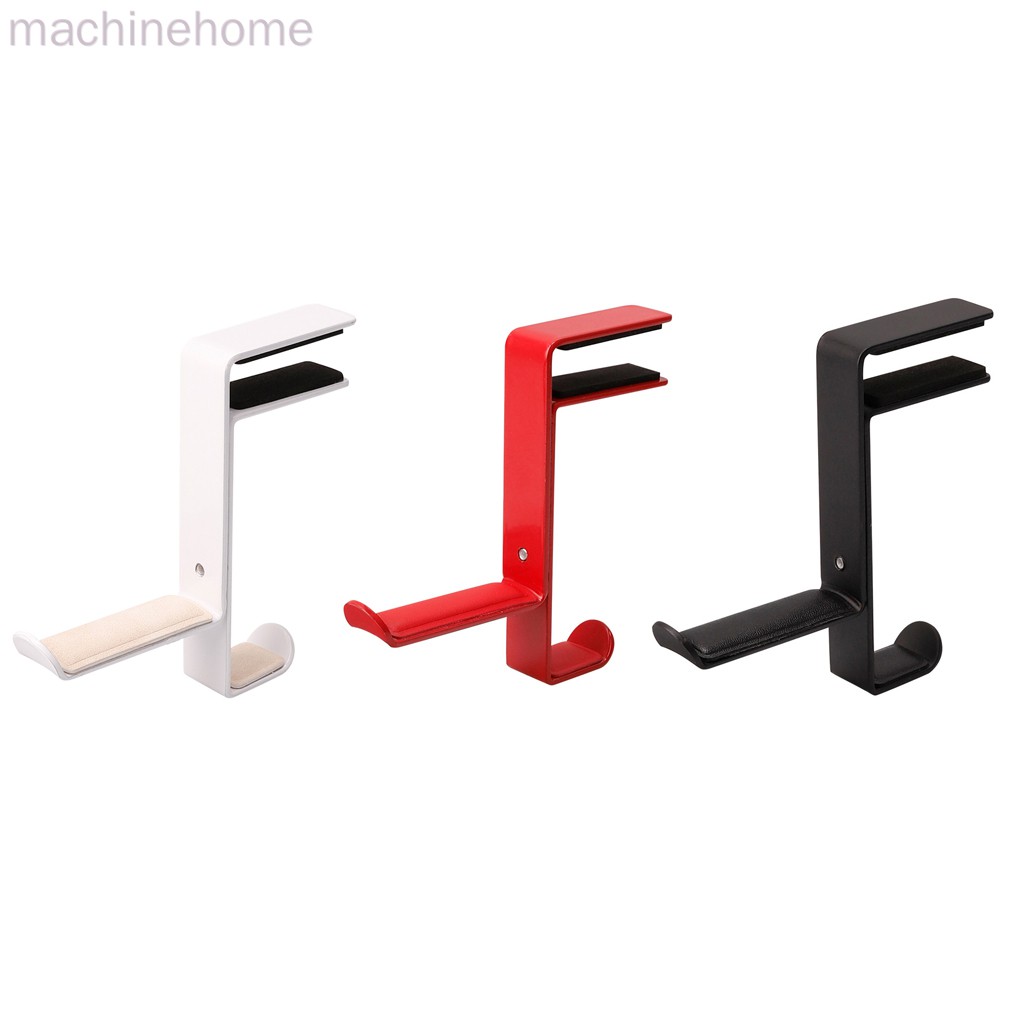 Headset Hanger Earphone Headphone Stand Earphone Metal Hook Holder Table Clamp Desk Clip PU Leather Pad machinehome | BigBuy360 - bigbuy360.vn