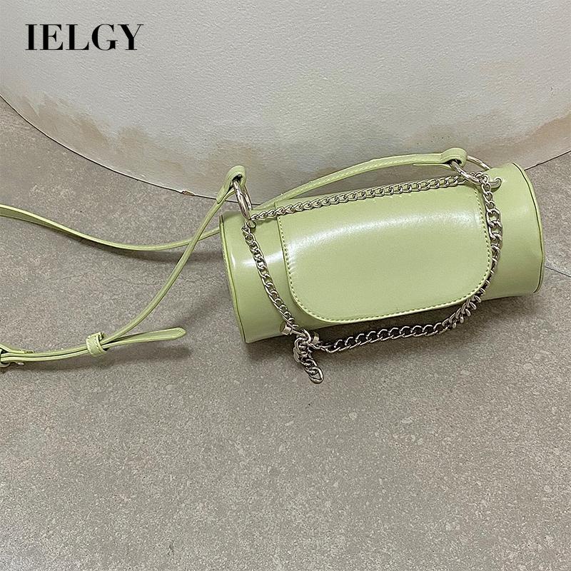 IELGY Túi Xách Đeo Chéo Hình Trụ Phối Dây Xích Phong Cách niche Ngọt Ngào Thời Trang Cho Nữ