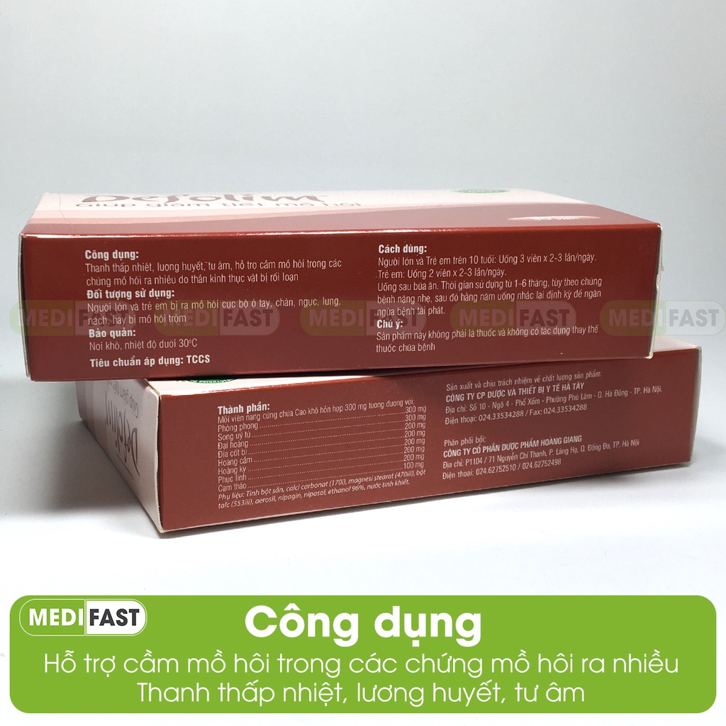 Hỗ trợ giảm tiết mồ hôi tay, chân - Defolim Hộp 30 viên - từ thảo dược