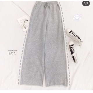 🍬Set Quần Suông Xám + Crop Logo Đen