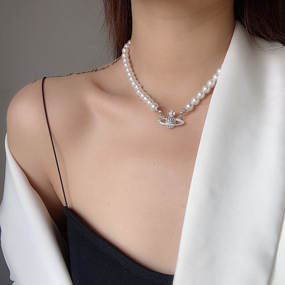 Dây chuyền đính đá và ngọc trai xinh xắn cho nữ