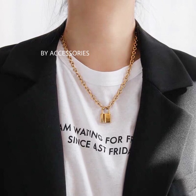 Vòng cổ titan xích ổ khóa lớn không gỉ UN200408